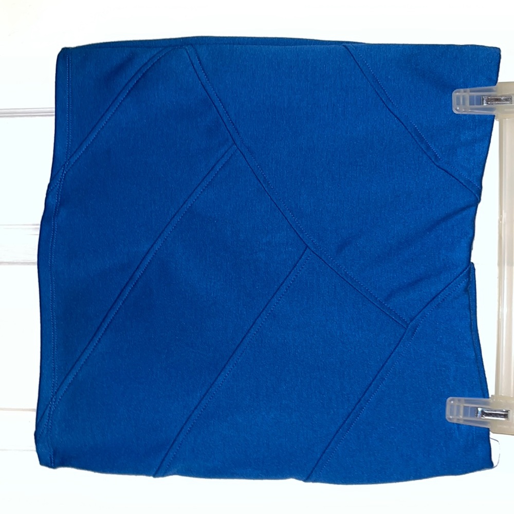 Selling blue mini skirt with stitching —-great condition